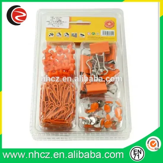 orange mixed clips office set