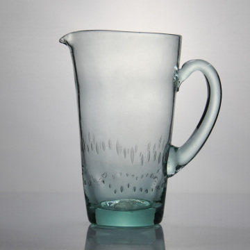 Green Bubbled Recycled Glass Drinking Water Glass Jug