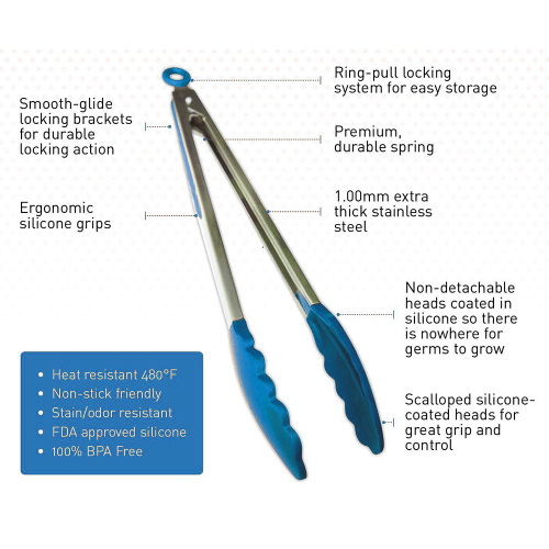Food Grade Multipurpose Silicone Kitchen BBQ Tongs