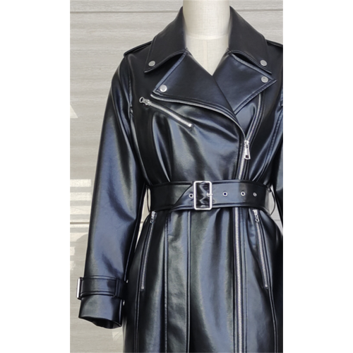 Ladies 100% PU Smooth Black Waterproof Trench Coat