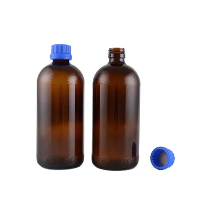 Laboratory Amber Glass Bottle 550ml with Screw Cap for Chemical Reagents