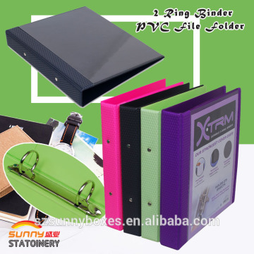 Color PVC 2 Ring Binder File Folder With Inner Pockets