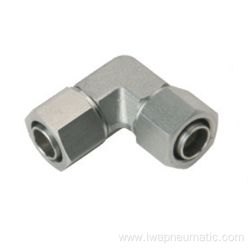 Stainless steel compression fitting elbow union