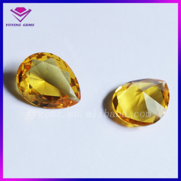 High Quality Imitation Pear Diamond Loose Yellow Glass Gemstone