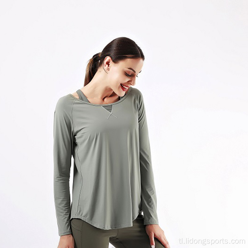 Bagong Estilo ng Babae Gym Long Sleeve T-Shirt Workout Yoga Nangungunang Long Sleeve Yoga Wear Women
