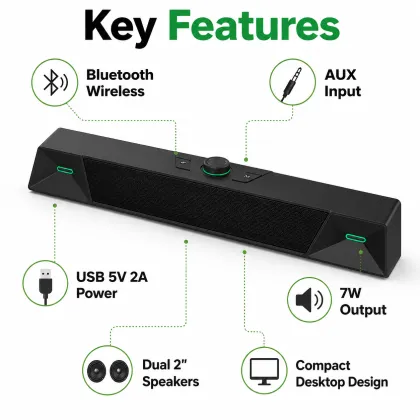 Compact Desktop Bluetooth Speaker for Office Use