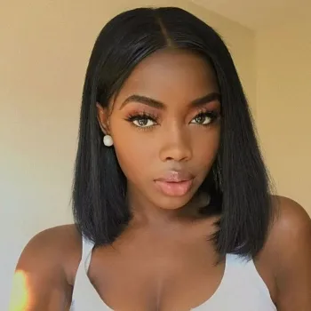 Short Lace Front Human Hair Wigs Peruvian Straight Remy 4X4 Lace Closure Bob Lace Wig For Black Women Pre Plucked Baby Hair