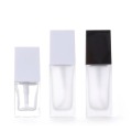 1oz Refillable Square Clear Frosted Glass Foundation Bottle