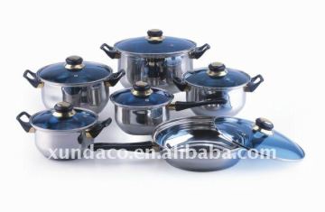 12pcs stainless steel cookware set with glass lid