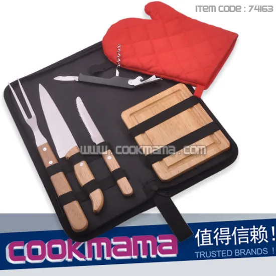 6-piece Stainless steel bbq fork and knife in nylon bag