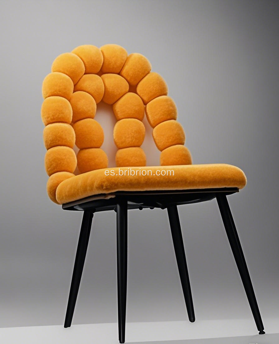 Silla de terciopelo con forma de bola tejida a mano