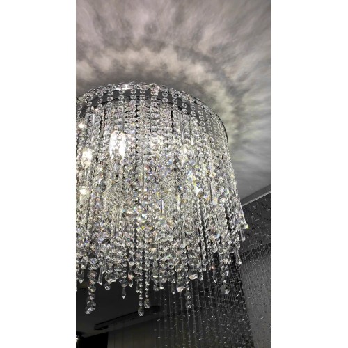 Iluminação moderna de lustre de teto baixo Cadeia Cadeia de iluminação de luxo Chandelier de cristal