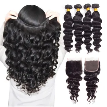 Top selling cuticle aligned  deep loose wave human hair weave bundles and closure cuticle aligned virgin hair dropshipping