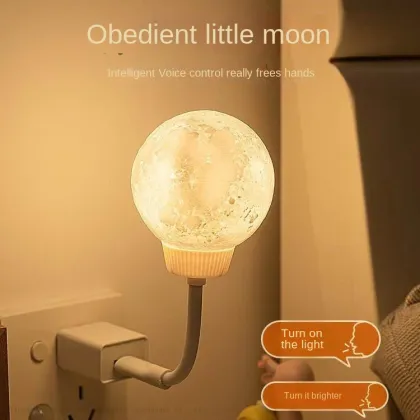 Intelligent Voice-Controlled Moon Night Light with Timing Function for Bedroom and Baby Feeding
