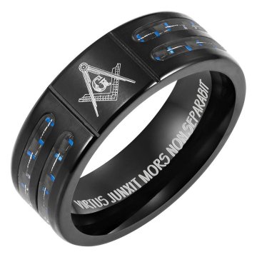 Wholesale European and American Men's Titanium Steel Rings with Carbon Fiber Inlay