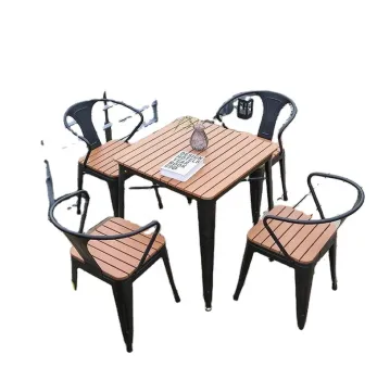 Metal Garden Chair with Wooden Seat