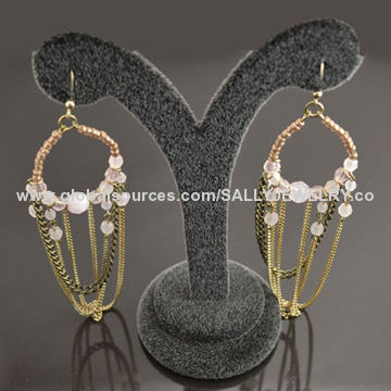 2014 new design beauty pearl hoop earrings, made of alloy/pearl/metal, available in colors/designs