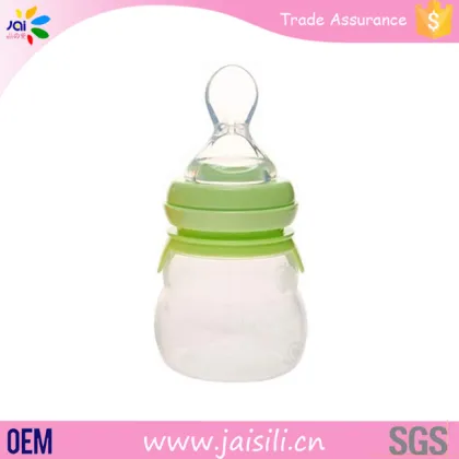 Hot Sale food grade Silicone OEM packing cereal baby feeding bottle lovely