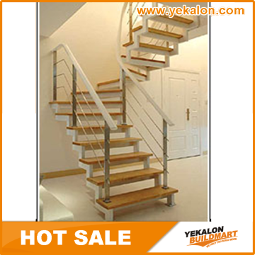 Yekalon 2016 L-shaped Steel Wood Straight House Design Indoor Staircase