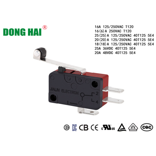 Mini Micro -Switch com alavanca de rolo longa 250vac