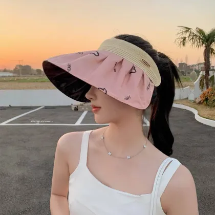 Summer New Sun Protection Black Glue Visor Hat