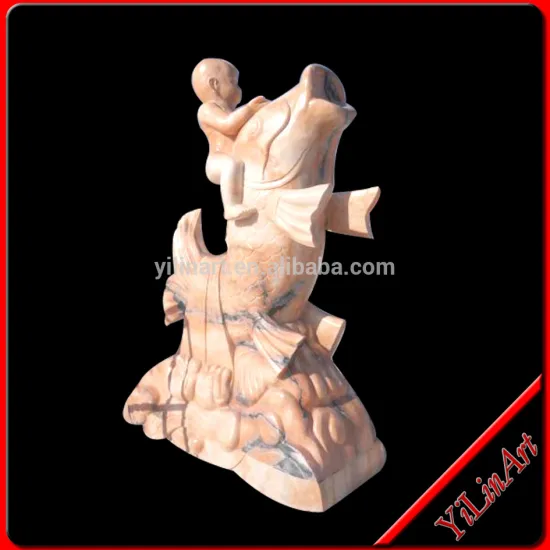 Stone Fish Statue Carving With Boy Statue