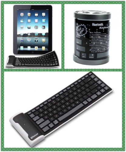 High Durability Space Saving Silicon Rollup Ipad Carrying Case With Bluetooth Keyboard