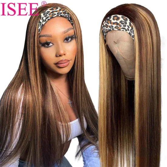 Hot Sale Ombre Colord Headband Wig Human Hair Glueless Straight Highlight Red Color Headband Human Hair Wigs