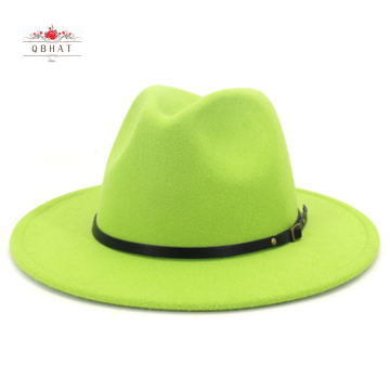 British Style White Jazz Felt Hat Men Women Fedora Panama Hat Belt Buckle Decor Wide Brim Party Formal Hat Large Size