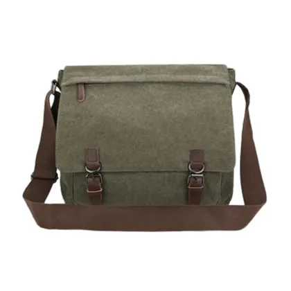 Men's Hiking Travel Crossbody Bag - Canvas Flap Crossbody Bag