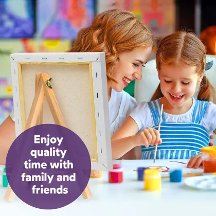 Kids Acrylic Painting Supplies Kit: Paint Set, Canvases, Brushes, Palette & More