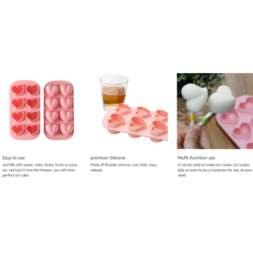 Reusable Silicone Ice Cube Molds Heart Shaped