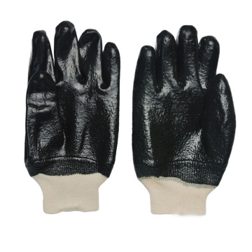 Jersey forro revestido de duplo com luvas de manipulação de produtos químicos PVC pretas