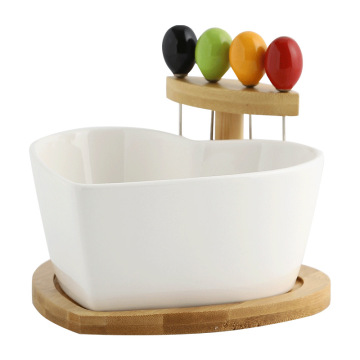 Heart Shaped Snack Dishes Set: Ceramics Fruit Salad Snack Bowl Kitchen Serving Dinnerware