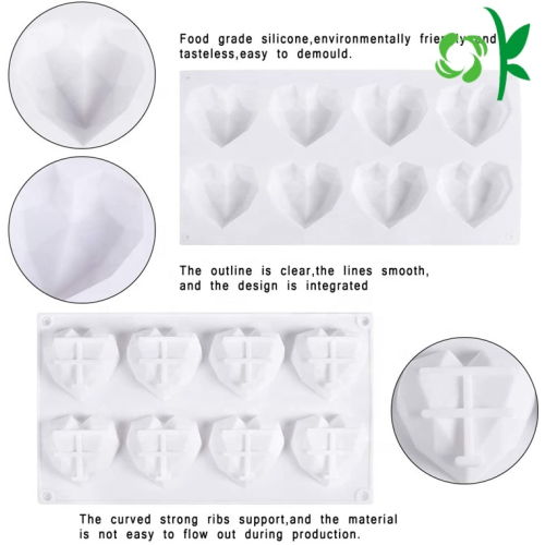 Molde de silicone em forma de coração de diamante