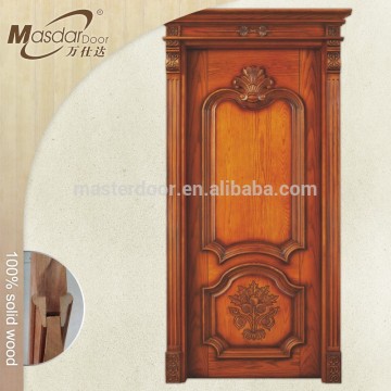 Luxury teak wood main door carving design with handle
