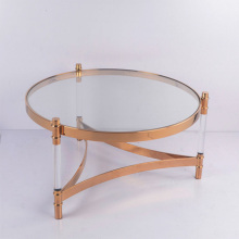 Round stainless steel coffee table with arylic Top