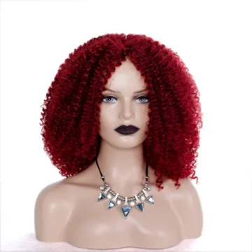 AISHILI Wholesale Afro Curly Synthetic Hair Wigs For Women Heat Resistant Fiber Win Red Kinky Curly Wigs