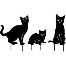 3パックの金属猫の装飾的なガーデンステークス