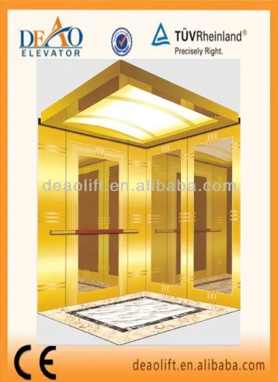 Rose Golden Stainless Steel Ceiling Passenger Elevator