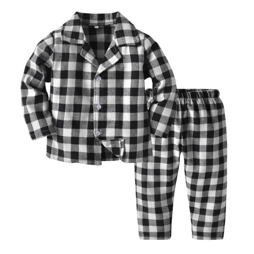 Children's Pajamas Red Black Plaid Christmas Style