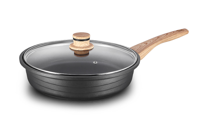 Alumínio Die-casting Deep Fry Pan Diagonal Stripe Series