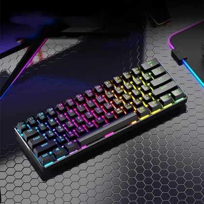 61-Key Sunken PBT Keycap RGB Wired Gaming Keyboard