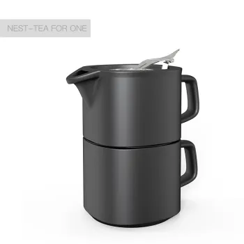 Modern Ceramic Tea for One Pot Set with 304 Stainless Steel Lid and Porcelain Cup - DHPO New Eagle Beak Design Afternoon Tea Set