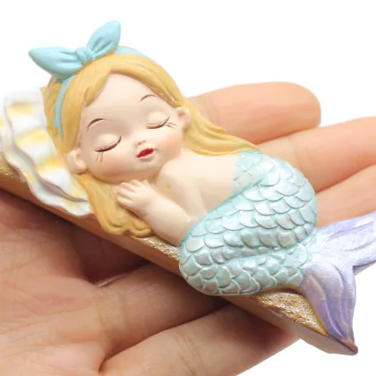 94mm Resin Sleeping Beauty Figurine Mini 3D Mermaid Sculpture for Car Decorations Home Diy Accessory
