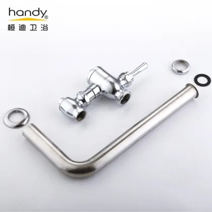 Hand-operated flushing valve with piping