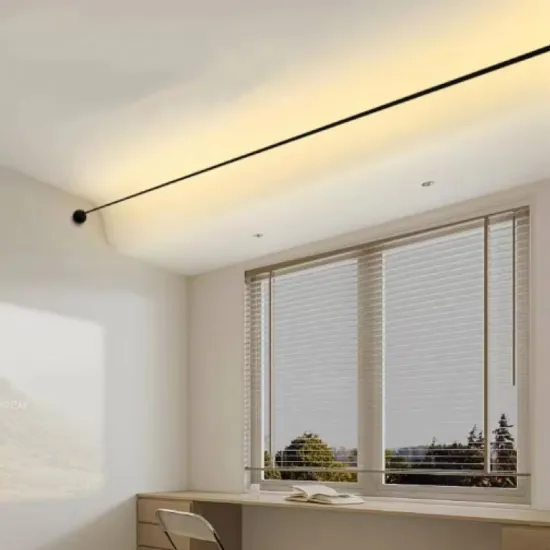 Suspended LED Lighting: 360 Degree Beam Rotation Ceiling LED Skyline Linear Light in Stainless Steel