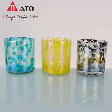 Ato Leopard Print Handmade Black Glass Candel Jars