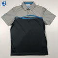 Camisa de pólo de golfe em cinza e preto respirável