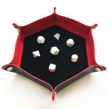 Bescon Hexagon lipat kulit PU dan dulang dadu beludru, pemegang dadu mudah alih untuk DND, RPG, MTG Dice Gaming D &amp; D Table Games